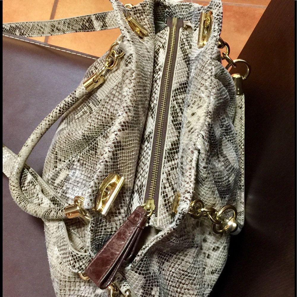 LARGE snake print Leather Crossbody / Satchel - Picture 3 of 8